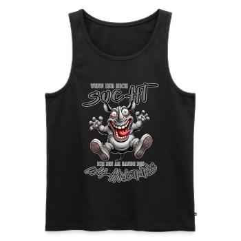 Rhinocéros fou au bord de la folie style bande dessinée - Débardeur bio Premium Homme - noir - Devant - Michal (187cm)