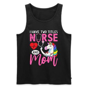 J’ai deux titres Infirmière et Maman Infirmière Maman - Débardeur bio Premium Homme - noir - Devant - AI Model Male 178 light (178cm)