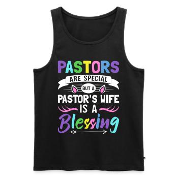 Die Frau eines Pastors ist ein Segen Kirchenführer - Männer Premium Bio Tank Top - Schwarz - Vorne - Michal (187cm)
