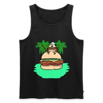 Burger Adventure Vacances Île des Caraïbes - Débardeur bio Premium Homme - noir - Devant - Michal (187cm)
