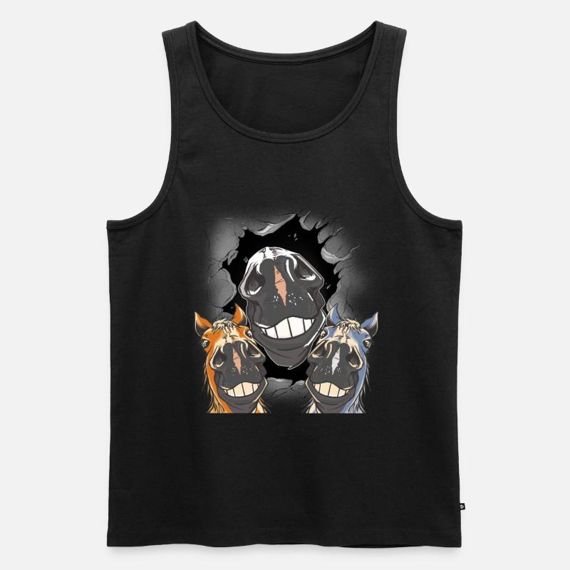 Pferd Pferde Pferdekopf - Männer Premium Bio Tank Top - Schwarz