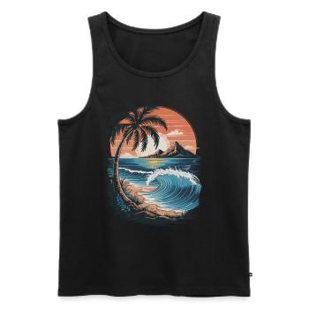 Strand Sunset Beach Sonnenuntergang Meer - Männer Premium Bio Tank Top - Schwarz - Vorne - Michal (187cm)