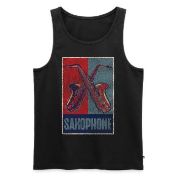 Saxophone Retro Vintage Saxophone - Männer Premium Bio Tank Top - Schwarz - Vorne - Michal (187cm)