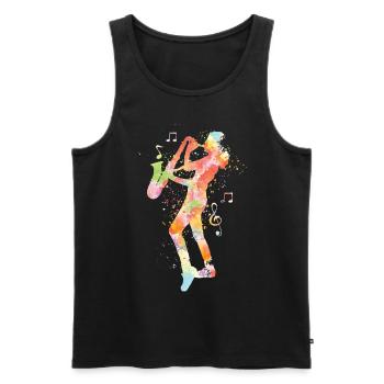 Saxophone Watercolor - Männer Premium Bio Tank Top - Schwarz - Vorne - Michal (187cm)