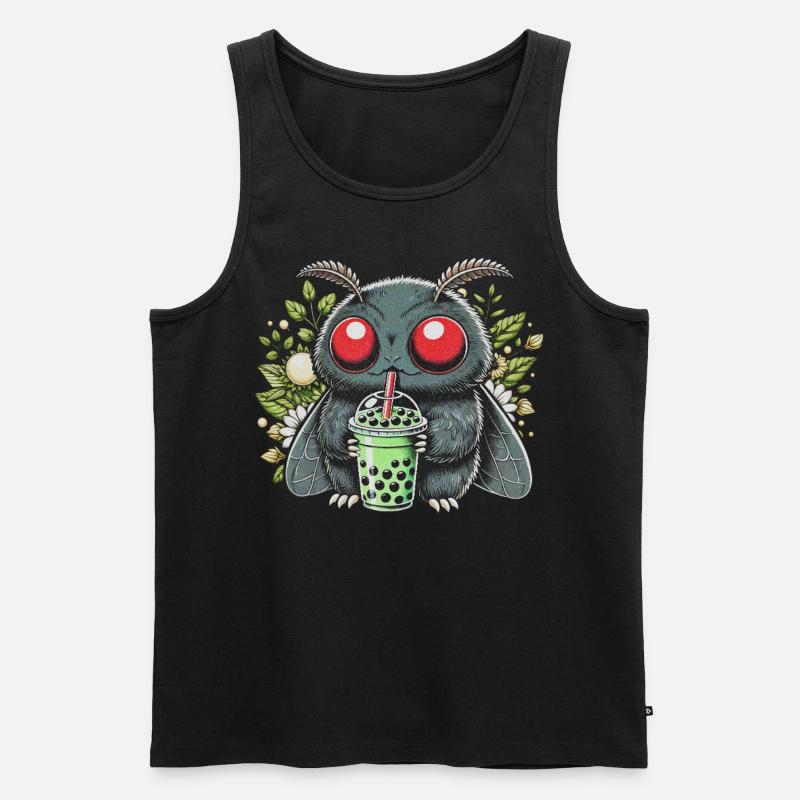 Mothman Drinking Bubble Tea - Männer Premium Bio Tank Top - Schwarz