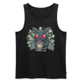 Mothman Enjoying Bubble Tea - Männer Premium Bio Tank Top - Schwarz - Vorne - AI Model Male 178 light (178cm)