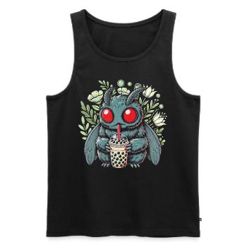 Funny Mothman with Bubble Tea - Männer Premium Bio Tank Top - Schwarz - Vorne - AI Model Male 178 light (178cm)