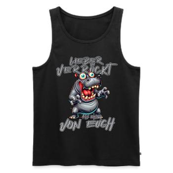 Hippopotame fou Mieux vaut fou qu’un de - Débardeur bio Premium Homme - noir - Devant - Michal (187cm)