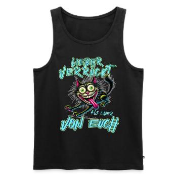 Chat fou Mieux fou que l’un d’entre vous - Débardeur bio Premium Homme - noir - Devant - AI Model Male 178 light (178cm)