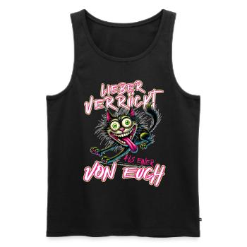 Chat fou Mieux fou que l’un d’entre vous - Débardeur bio Premium Homme - noir - Devant - AI Model Male 178 light (178cm)