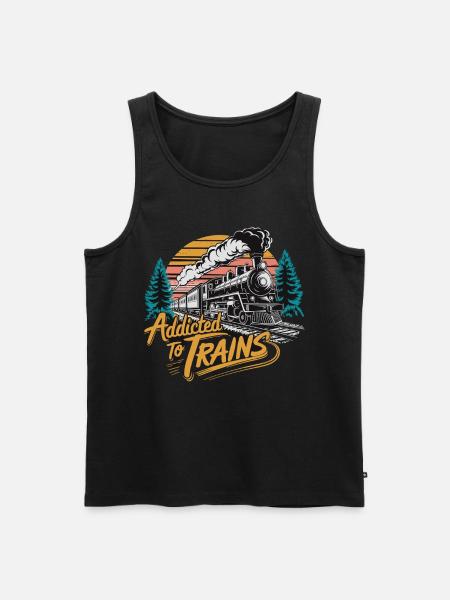 Addicted To Trains - Männer Premium Bio Tank Top - Schwarz