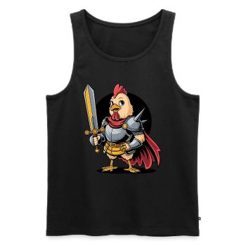 Tapferer Hahn-Ritter in mittelalterlicher Rüstung - Männer Premium Bio Tank Top - Schwarz - Vorne - Michal (187cm)