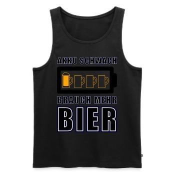 Akku SchwachAkku Schwach brauche mehr Bier - Trink - Männer Premium Bio Tank Top - Schwarz - Vorne - AI Model Male 178 light (178cm)