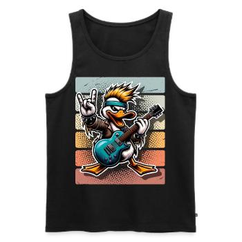 Ente Rock and Roll Gitarrist - Männer Premium Bio Tank Top - Schwarz - Vorne - Michal (187cm)