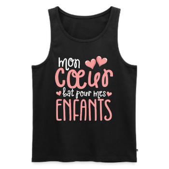 Mon Cœur Bat Pour Mes Enfants Loving Parents - Men's Premium Organic Tank Top - black - Front - AI Model Male 178 light (178cm)