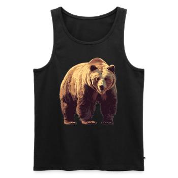 Ours Kodiak Ours Kodiak - Débardeur bio Premium Homme - noir - Devant - AI Model Male 178 light (178cm)