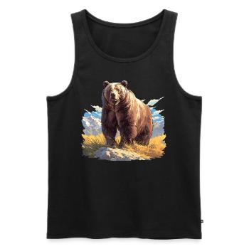 Ours Kodiak Ours Kodiak - Débardeur bio Premium Homme - noir - Devant - AI Model Male 178 light (178cm)