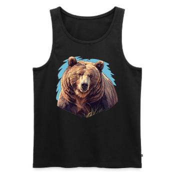 Ours Kodiak Ours Kodiak - Débardeur bio Premium Homme - noir - Devant - AI Model Male 178 light (178cm)