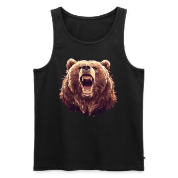 Ours Kodiak Ours Kodiak - Débardeur bio Premium Homme - noir - Devant - AI Model Male 178 light (178cm)