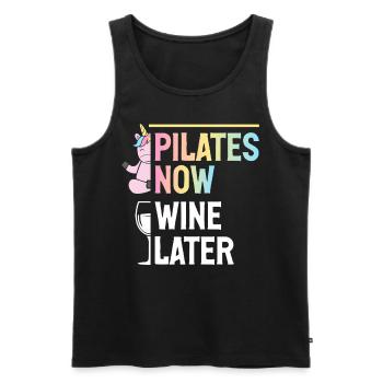 Pilates Now Wine Later Professeur de Pilates - Débardeur bio Premium Homme - noir - Devant - Michal (187cm)