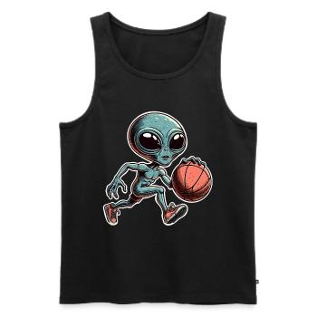 Alien Basketball Dunking - Men's Premium Organic Tank Top - black - Front - AI Model Male 178 light (178cm)
