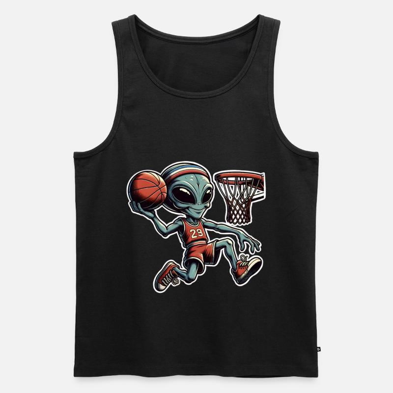Alien Basketball Dunking - Männer Premium Bio Tank Top - Schwarz
