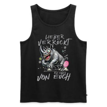 Hippopotame fou Mieux vaut fou qu’un de - Débardeur bio Premium Homme - noir - Devant - Michal (187cm)