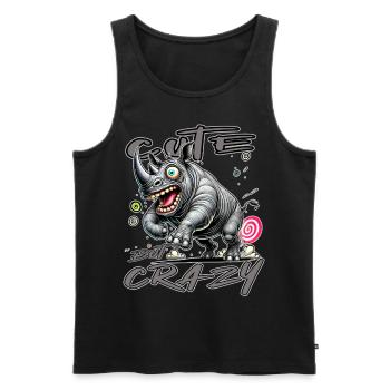 Mignon mais fou rhino style bande dessinée Motif drôle - Débardeur bio Premium Homme - noir - Devant - Michal (187cm)