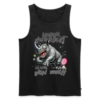 Hippopotame fou Mieux vaut fou qu’un de - Débardeur bio Premium Homme - noir - Devant - Michal (187cm)