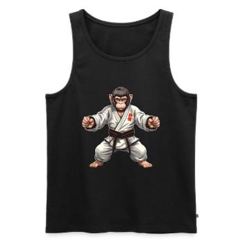 Karate Judo Affe Schimpanse Kampfsport - Männer Premium Bio Tank Top - Schwarz - Vorne - AI Model Male 178 light (178cm)