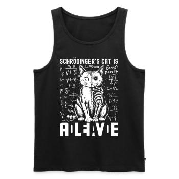 Le chat de Schrödinger mort et vif - Débardeur bio Premium Homme - noir - Devant - AI Model Male 178 light (178cm)