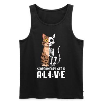 Le chat de Schrödinger mort et vif - Débardeur bio Premium Homme - noir - Devant - AI Model Male 178 light (178cm)