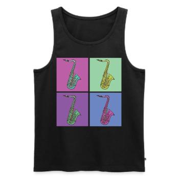 Saxophone Rétro Années 80 Années 90 Vintage - Débardeur bio Premium Homme - noir - Devant - Michal (187cm)
