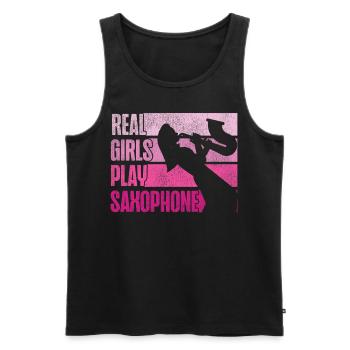 Saxophone Rétro Vintage Real Girls - Débardeur bio Premium Homme - noir - Devant - Michal (187cm)