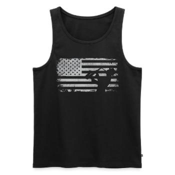 Saxophones American Flag - Men's Premium Organic Tank Top - black - Front - Michal (187cm)