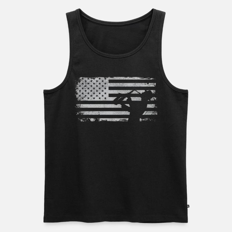 Saxophone American Flag - Männer Premium Bio Tank Top - Schwarz