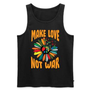 Faites l’amour pas la guerre Flower Power Hippie - Débardeur bio Premium Homme - noir - Devant - Michal (187cm)