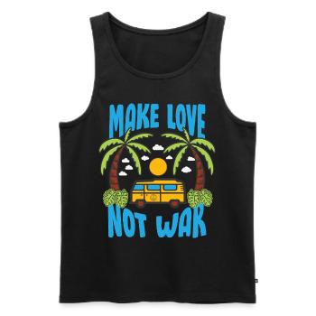 Faites l’amour pas la guerre Flower Power Hippie - Débardeur bio Premium Homme - noir - Devant - Michal (187cm)