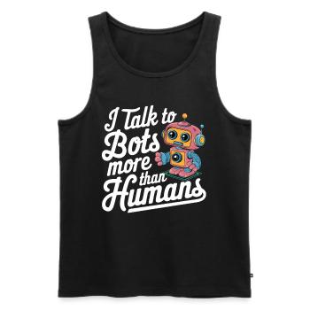 Ich spreche mehr mit Bots als mit Menschen - Männer Premium Bio Tank Top - Schwarz - Vorne - AI Model Male 178 light (178cm)