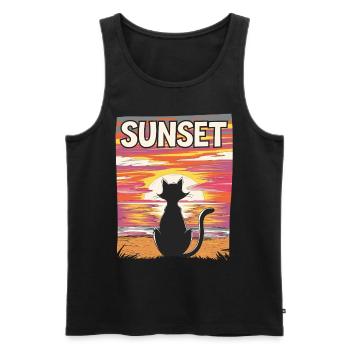 Friedlicher Sonnenuntergang Katze für eine - Männer Premium Bio Tank Top - Schwarz - Vorne - Michal (187cm)