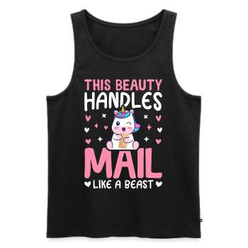 La Belle Manipule Le Courrier Comme Une Bête Fille Du Service Postal - Débardeur bio Premium Homme - noir - Devant - Michal (187cm)