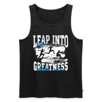 Weitsprung Weitspringen Leap Into Greatness - Männer Premium Bio Tank Top - Schwarz - Vorne - AI Model Male 178 light (178cm)