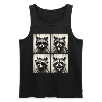 Photo booth raccoon with sunglasses - Men's Premium Organic Tank Top - black - Front - AI Model Male 178 light (178cm)