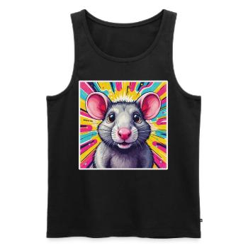 Pop Art Ratte - Männer Premium Bio Tank Top - Schwarz - Vorne - Michal (187cm)