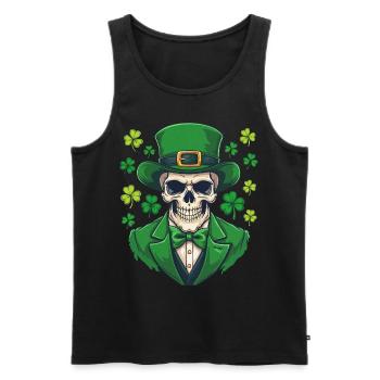 Squelette de la Saint-Patrick en costume - Débardeur bio Premium Homme - noir - Devant - Michal (187cm)