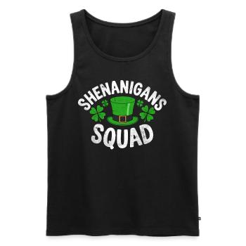 Shenanigans Squad - Men's Premium Organic Tank Top - black - Front - AI Model Male 178 light (178cm)