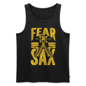 Saxophones Pun Fear The Sax - Men's Premium Organic Tank Top - black - Front - AI Model Male 178 light (178cm)