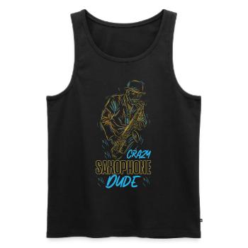 Saxophone Crazy Saxophone Dude - Männer Premium Bio Tank Top - Schwarz - Vorne - Michal (187cm)