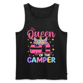 Reine Du Campeur Femme Camper Camping Fille - Débardeur bio Premium Homme - noir - Devant - Michal (187cm)