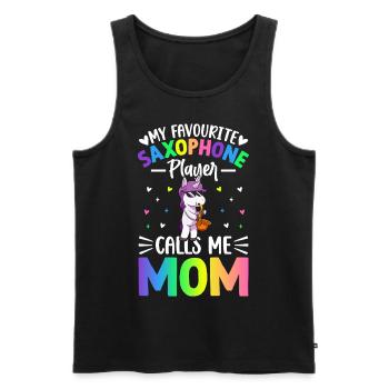My Favourite Saxophone Player Calls Me Mom - Männer Premium Bio Tank Top - Schwarz - Vorne - AI Model Male 178 light (178cm)